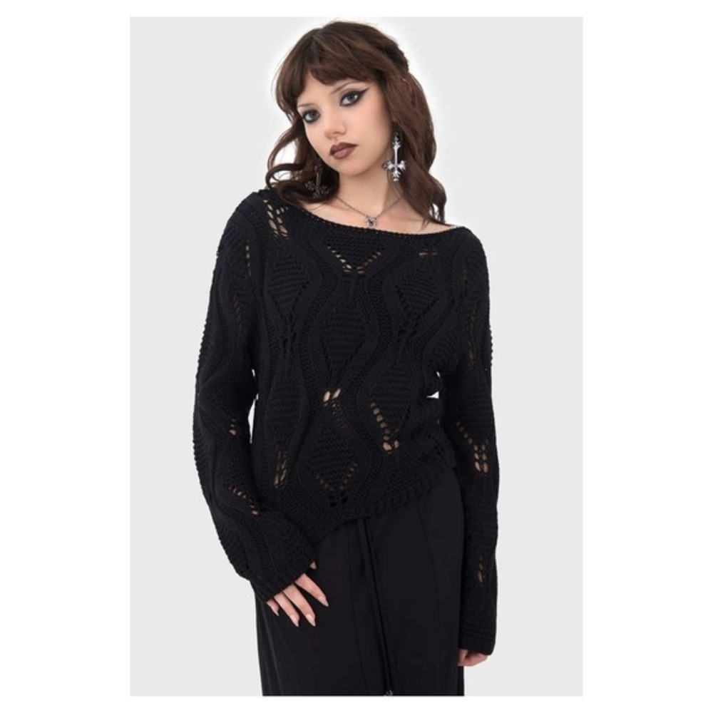 Killstar‎ nebula riot black knit sweater size Large